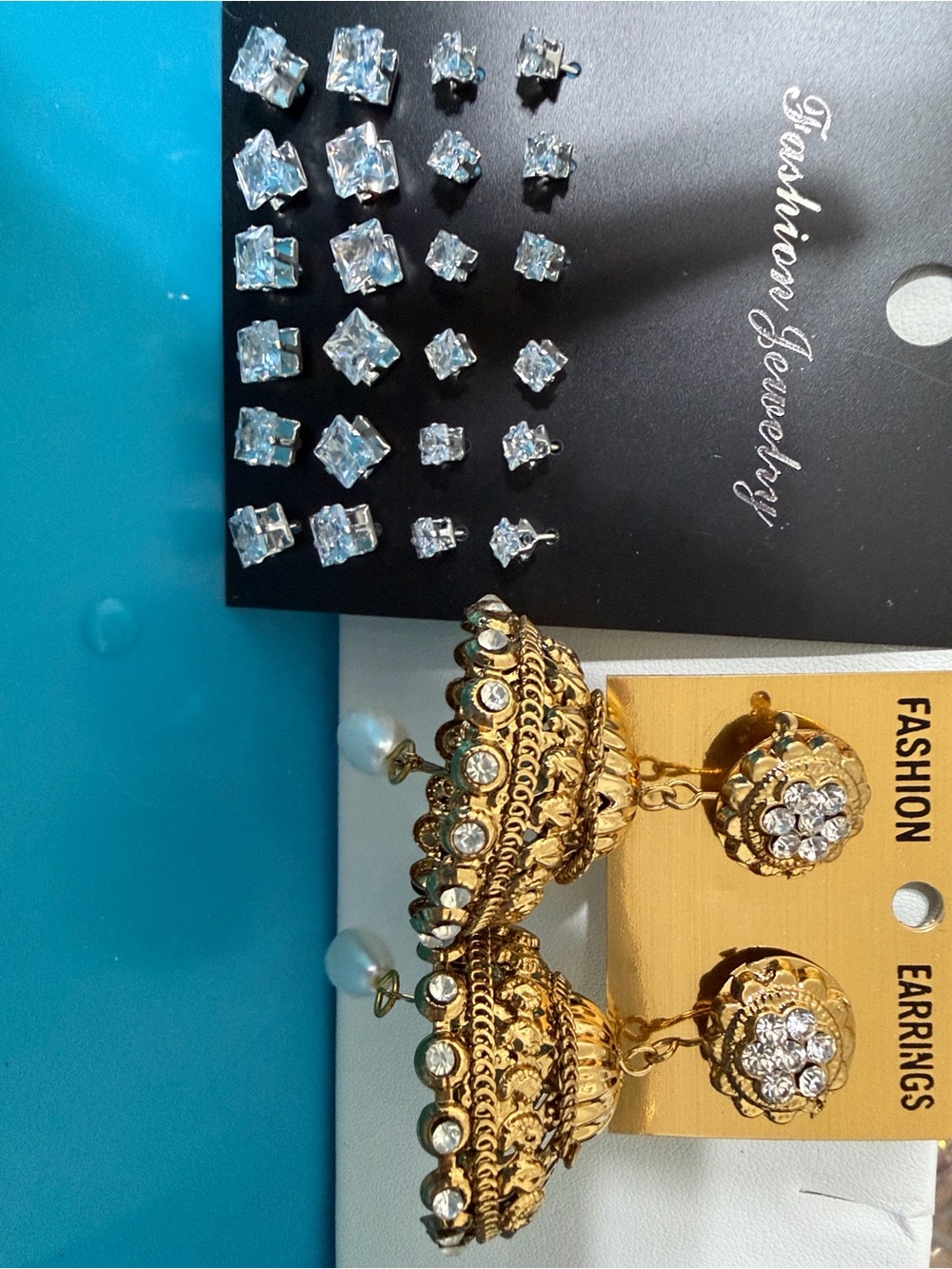 Fashion Gold Jhumka Earrings with Pearl Drop
